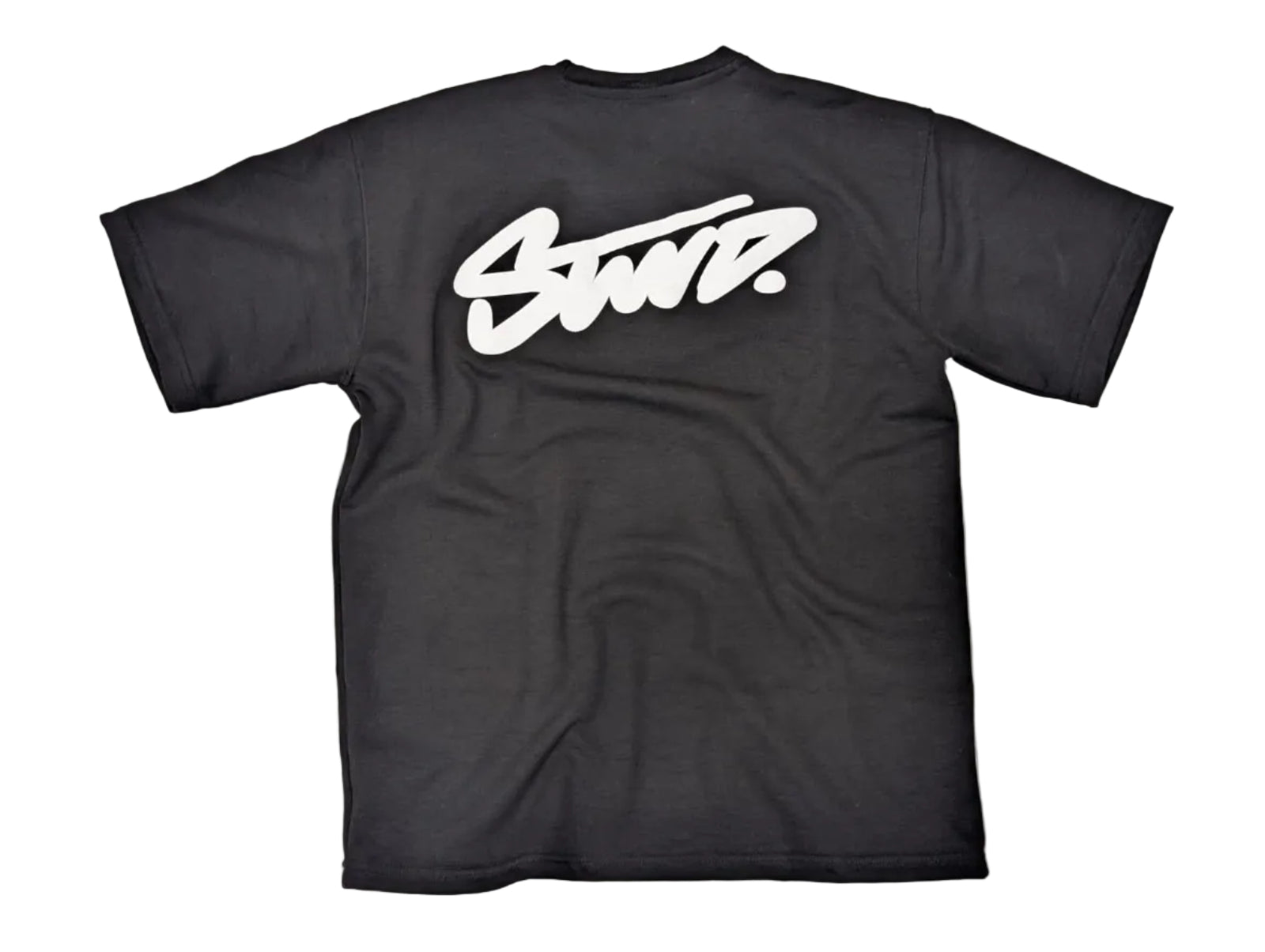 STWD Black Oversized Drop-Shoulder Graphic Printed T-shirt for Men | Front embroidered